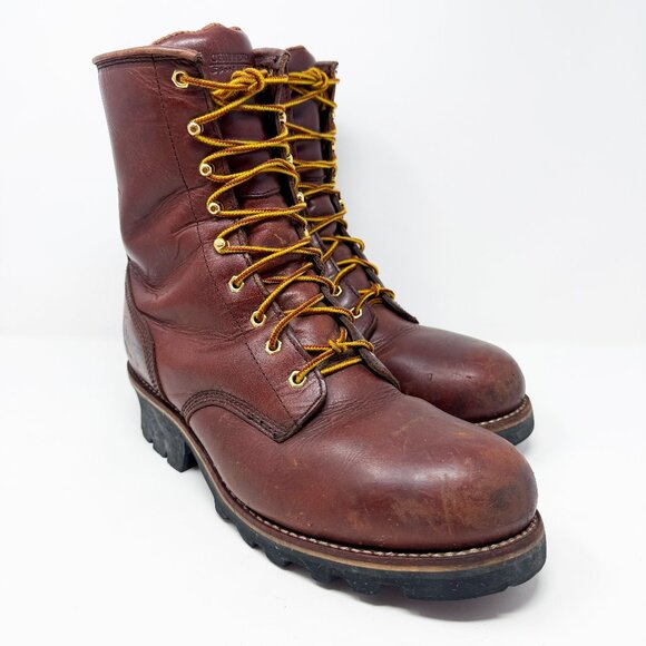 Chippewa Brown Leather Lace Up Steel Toe Work Boots Men's Size 13 Logger Boots - Picture 1 of 8